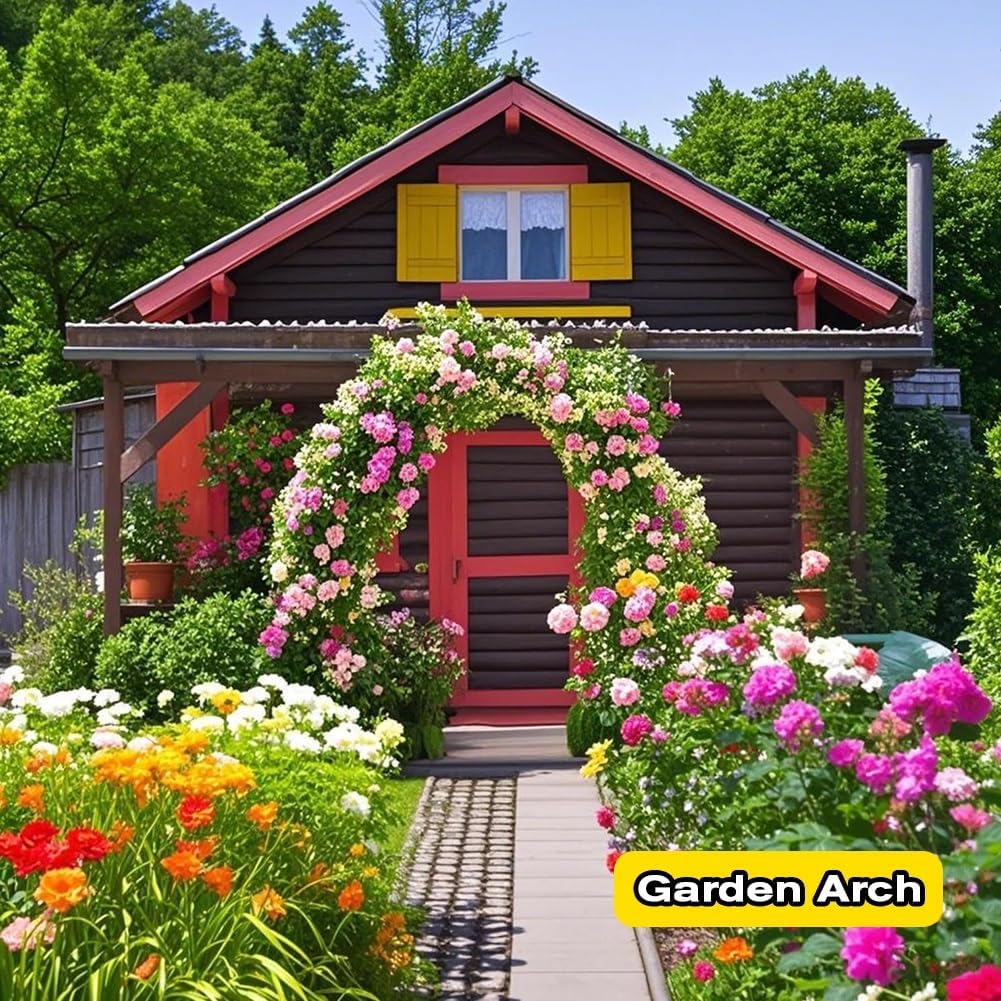 Heavy Duty Metal Garden Arch Trellis for Climbing Plants, Outdoor Pergola Arbor for Weddings, Parties & Ceremonies, Sturdy Support Stand, White (260x230x40cm)