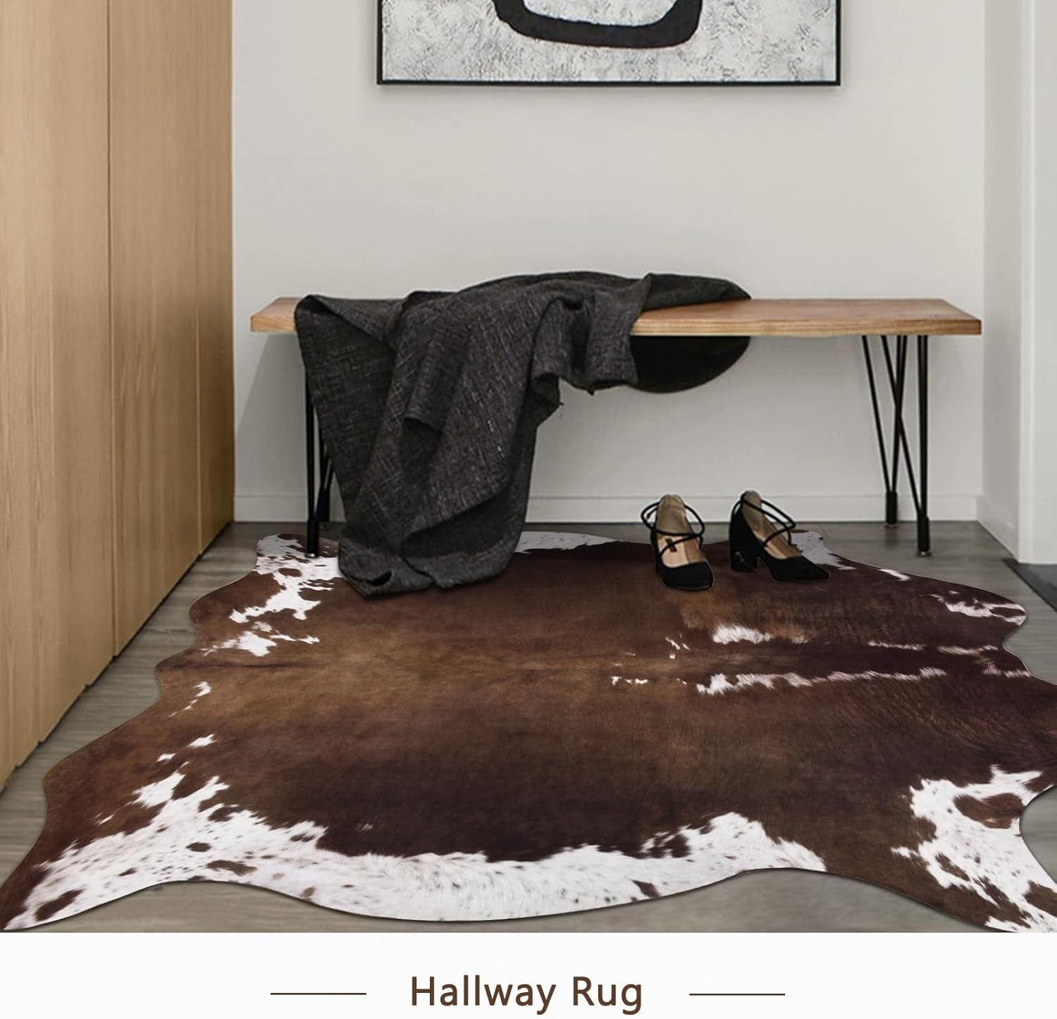 Pettop Luxury Faux Cowhide Rug 2.3x3.6 Feet - Western Cow Print Area Rugs for Living Room, Bedroom, Farmhouse - Premium Western Style Faux Fur Carpet, Non-Slip Animal Hide Throw Rugs (Dark Brown)