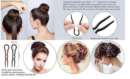 Miniatura 2 de 6 horquillas de plástico en forma de U, pasadores ondulados en forma de U, pasadores de pelo para moño, pasadores para moño estilo francés,