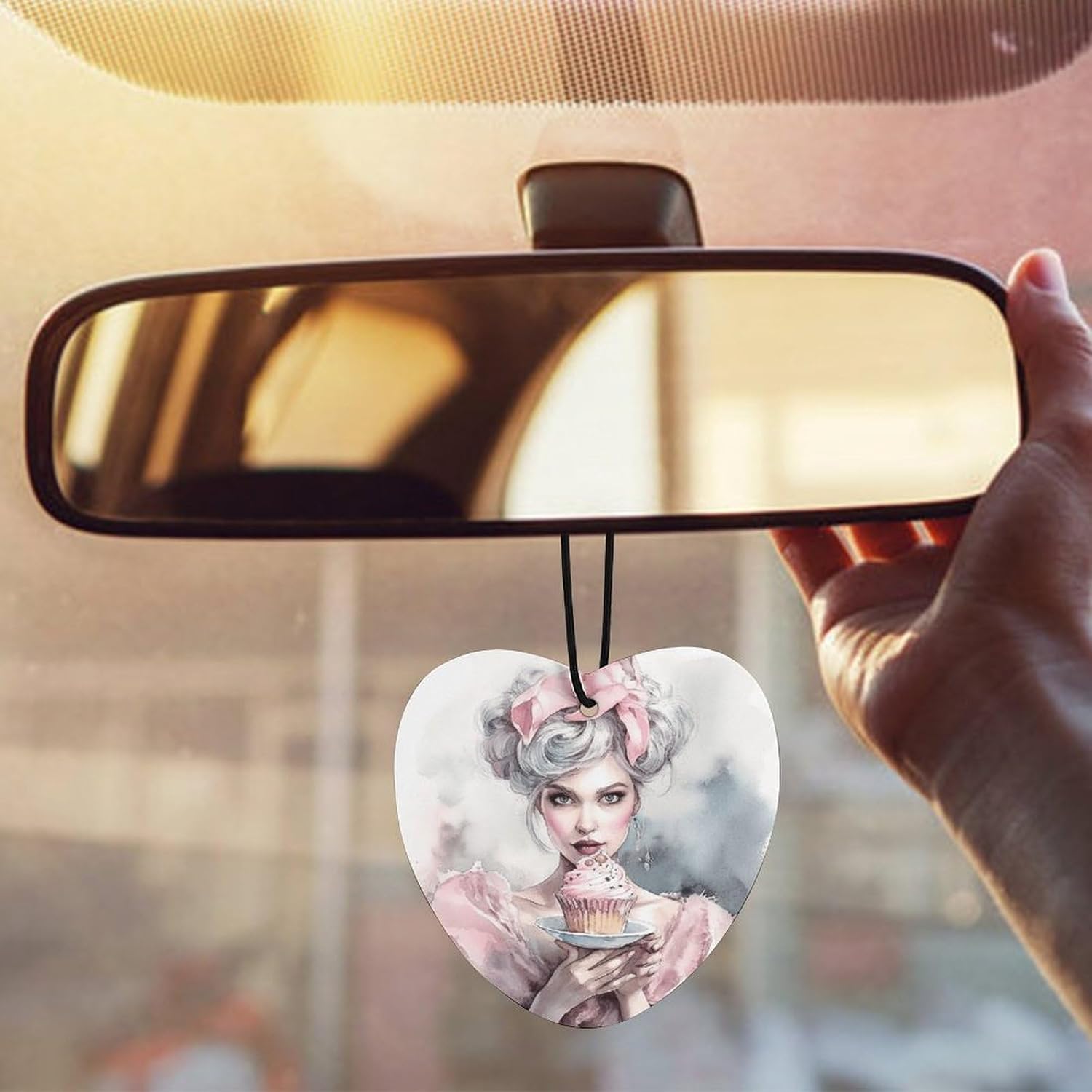 5 Pcs Car Air Fresheners Hanging Air Freshener Girl Holding Cake Hanging Scented Cards Fragrance Scented Cards for Car Car Aromatherapy Tablets for Car