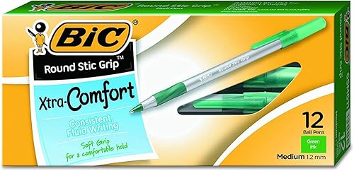 Round Stic Grip Xtra Comfort Kugelschreiber, mittlere Spitze (1,2 mm), Grün, 12 