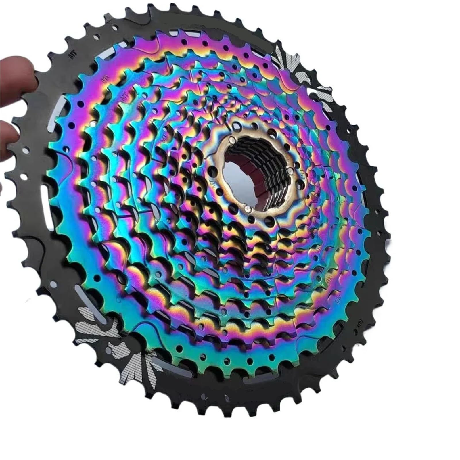 Compatible con Cassette MTB de 12 velocidades 11-50T Piñón de Volante de Bicicleta de montaña Duradero Ultraligero de Acero Completo arcoíris,Piezas