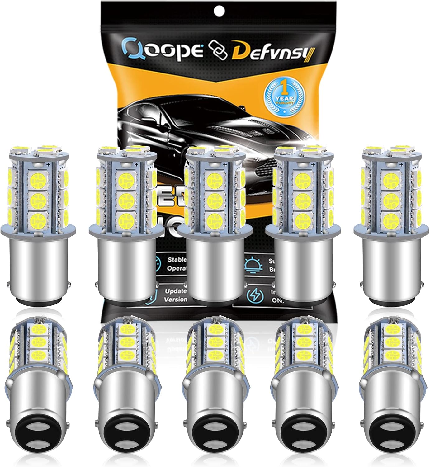 Qoope 1142 1076 LED Bulb for RV, 1004 BA15D White Light