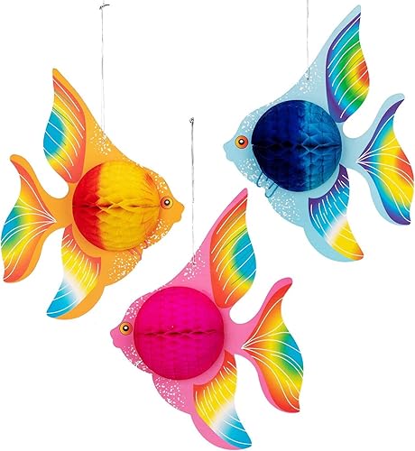 90shine 12 piezas de suministros de decoración de fiesta de peces tropicales, bajo el marsirenaLuauhawaianocentro de mesa de cumpleaños para niños