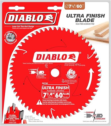 Miniatura 2 de Freud D0760X Diablo Ultra Finish Hoja de sierra ATB de 7-14 pulgadas por 60t 58 pulgadas, paquete de 2