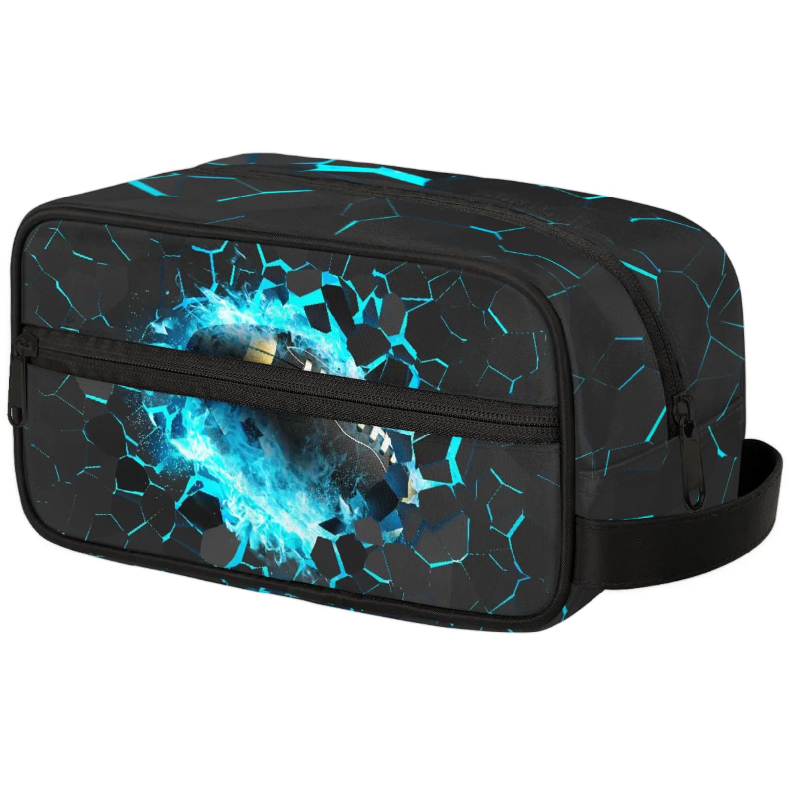 Neceser infantil para niños, impermeable, para colgar artículos de tocador para niñas, kit de maquillaje de afeitado, organizador de accesorios de viaje (fútbol 3D)