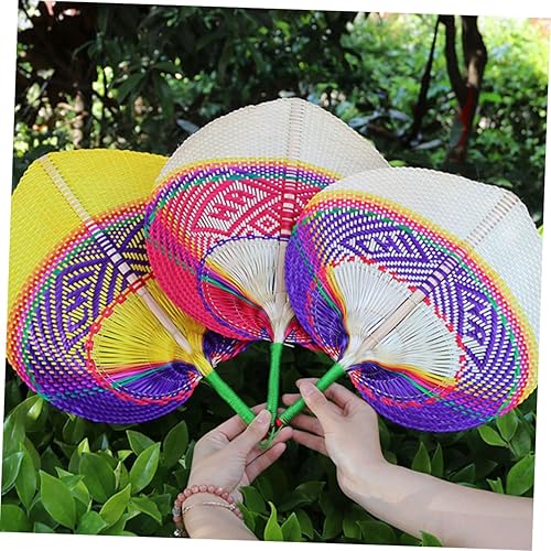 Miniatura 8 de FAVOMOTO Abanico de espadaña de hojas de palma sintéticas, abanicos manuales, ventilador de mano de boda, abanicos de paja de trigo, ventilador de