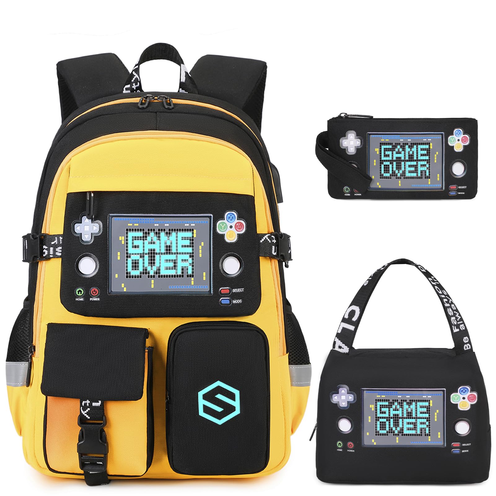 Scothen Boys Backpack, Cool Luminous School Backpacks for Boys with Lunch Bag Pencil Case, Kids Backpack Kindergarten Elementary Middle School Book