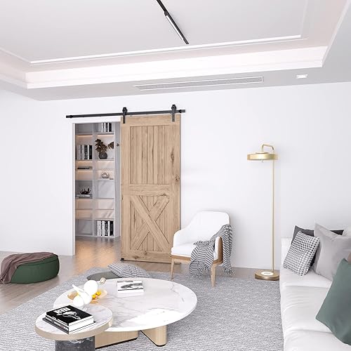 Miniatura 2 de Kit de herrajes para puerta de granero de 6 pies, juego de herrajes modulares resistentes para puertas interiores y exteriores