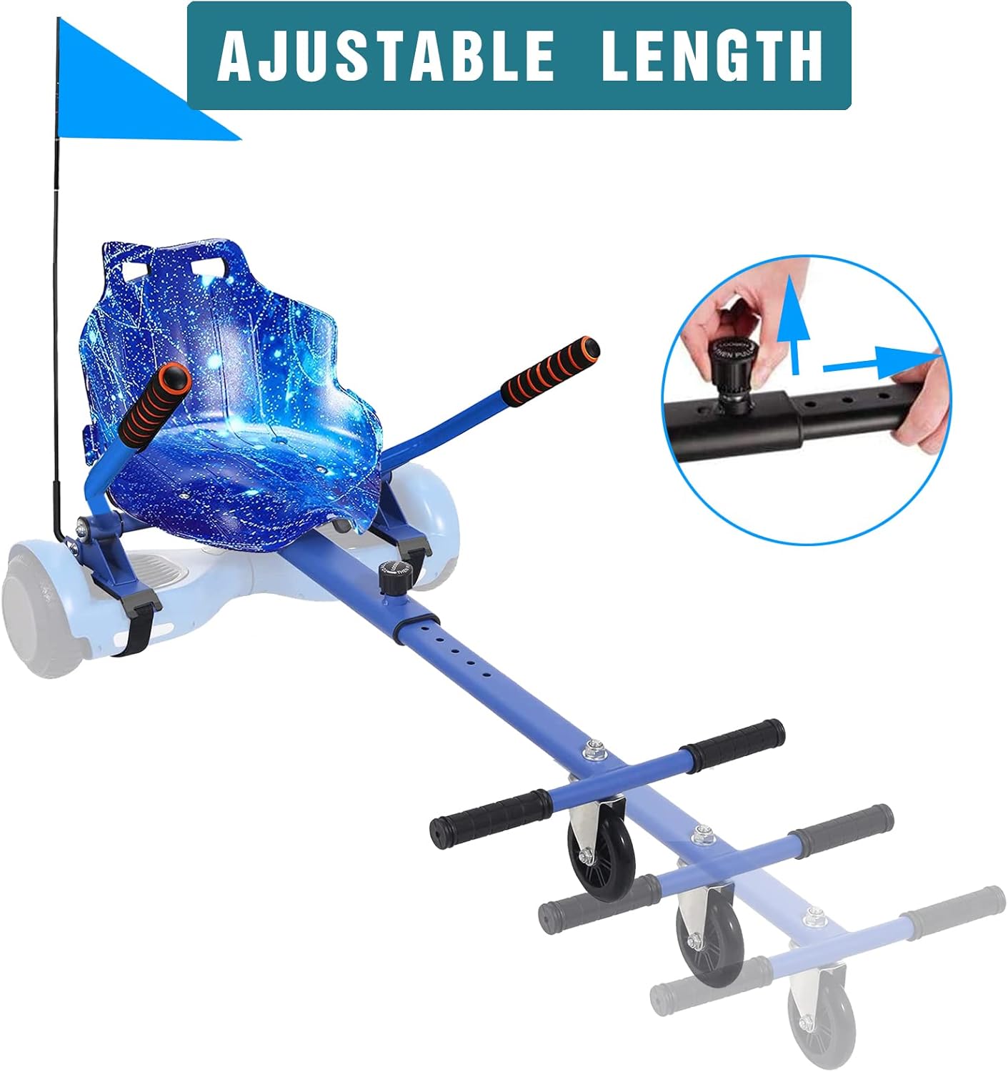 Hoverboard Kart Send Attachment for all ages | Accessories for hoverboard compatible with car scooter -6.5 '8' 8.5 '' 10 '' two wheels | Adjustable frame length | Blue 3 71SAcOjk1jL. AC SL1500