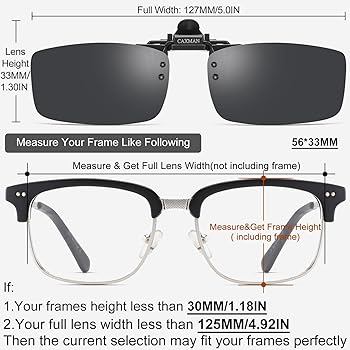 JESSIEDANTON Polarized Clip-on Flip Up Metal Clip Rimless