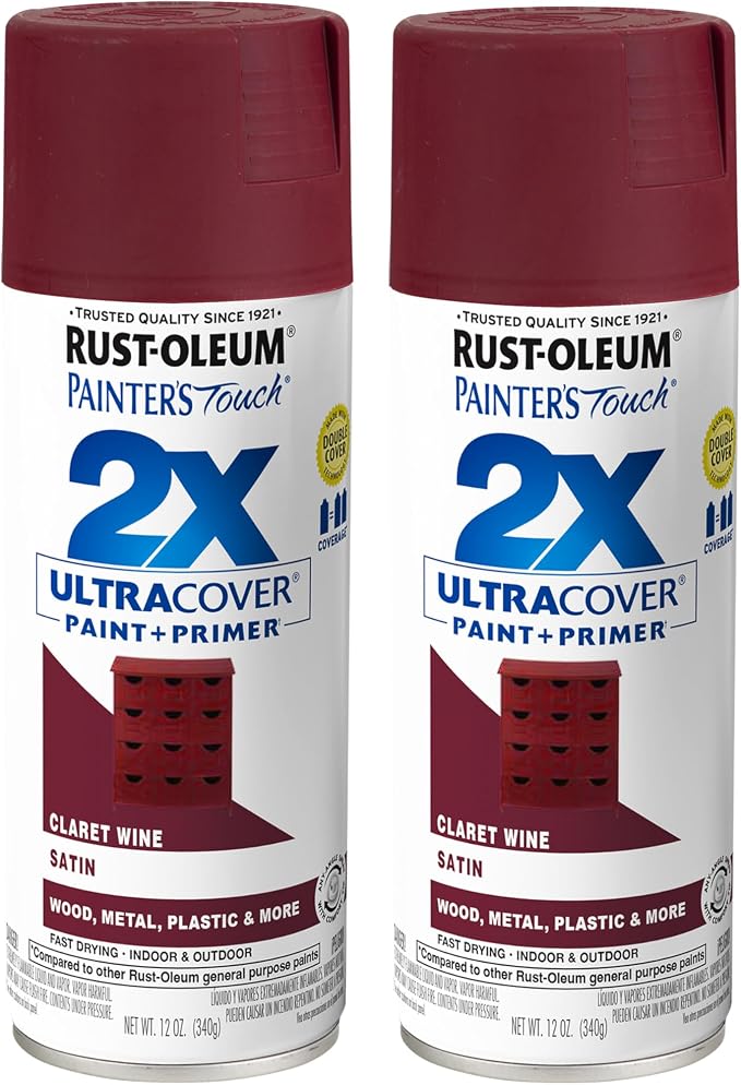Rust-Oleum 334062-2PK Painter's Touch 2X Ultra Cover Spray Paint, 12 oz ...