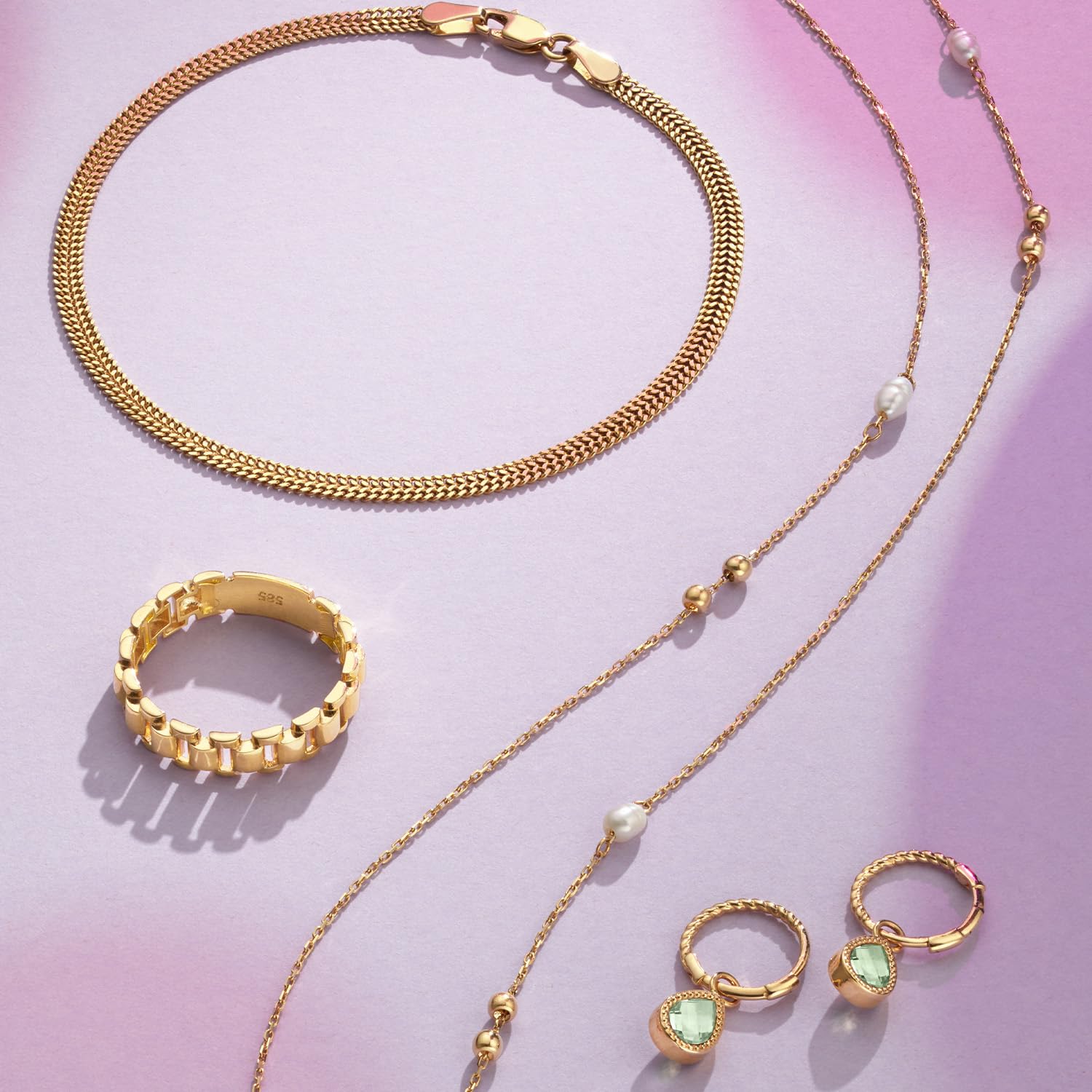 JACKIE GOLD Schmuck Damen | 14 Karat / 585 Echt Gold Armband | Constantia Pearl Bracelet JKB26.607 | 16 – 17 – 18 cm Länge verstellbar | mit Perle