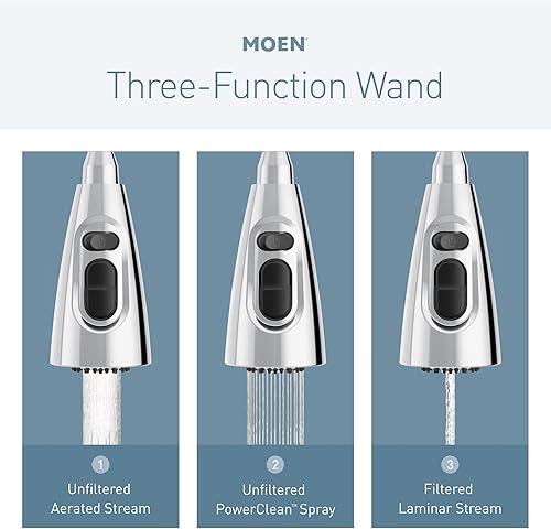 Vista 160 de Moen 7565EVBL Align Smart Grifo de cocina con rociador desplegable sin contacto con control por voz y Power Boost, color negro mate