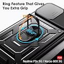 TheGiftKart Tough Armor Bumper Back Cover Case for Realme P3x / Narzo 80x / Realme 14x 5G / Narzo 80 Lite 5G | Sliding Camera Cover, Kickstand & Ring Holder | 360° Protection Cover (PC & TPU, Black) gallery image