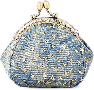 iSuperb Coin Purse Coin Bag Star Pouch Kiss-Lock Change Purse Small Wallets Coin Pouch for Women Blue