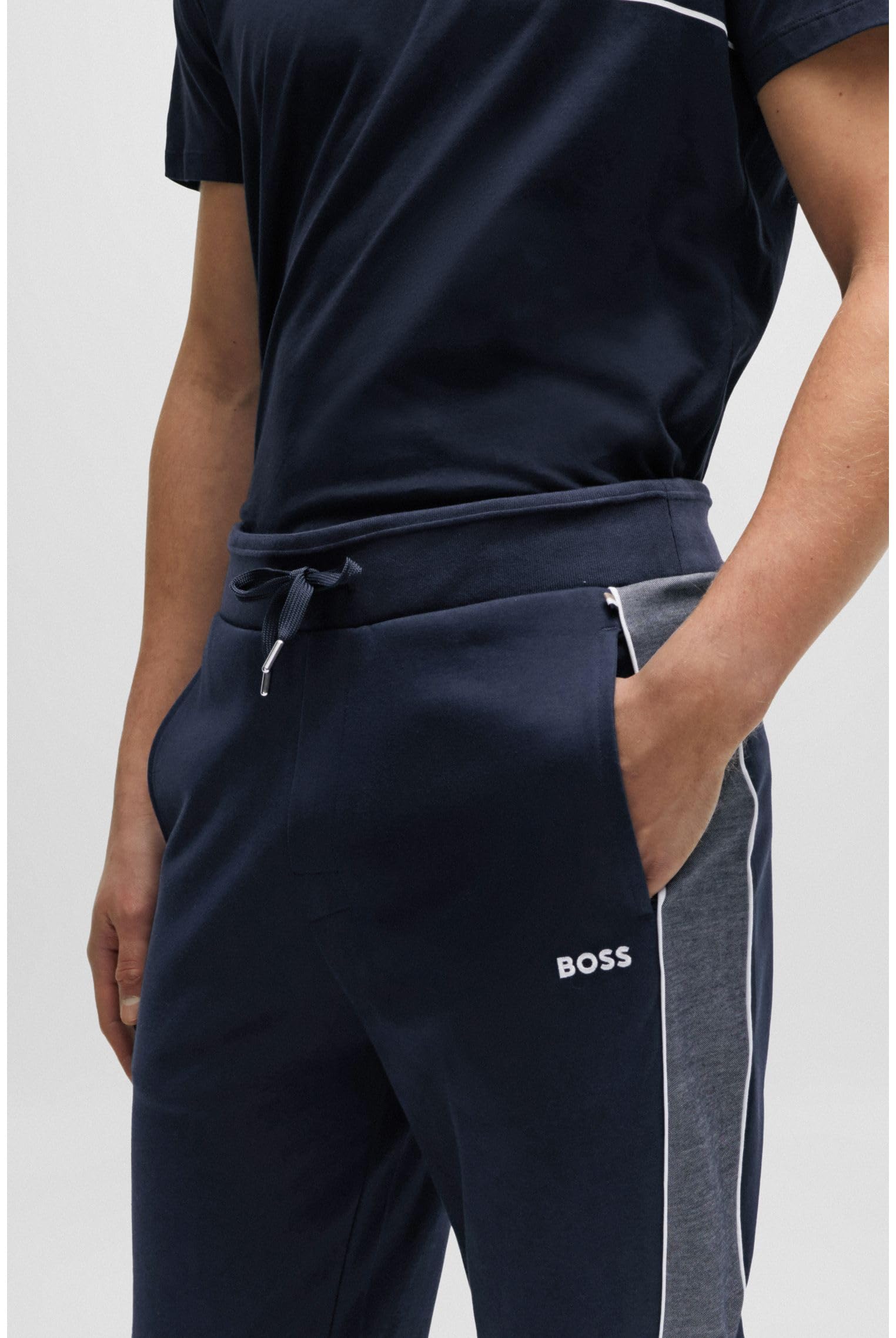 BOSS Herren Tracksuit Pants Jogginghose aus Baumwoll-Mix mit Folienprint-Logo