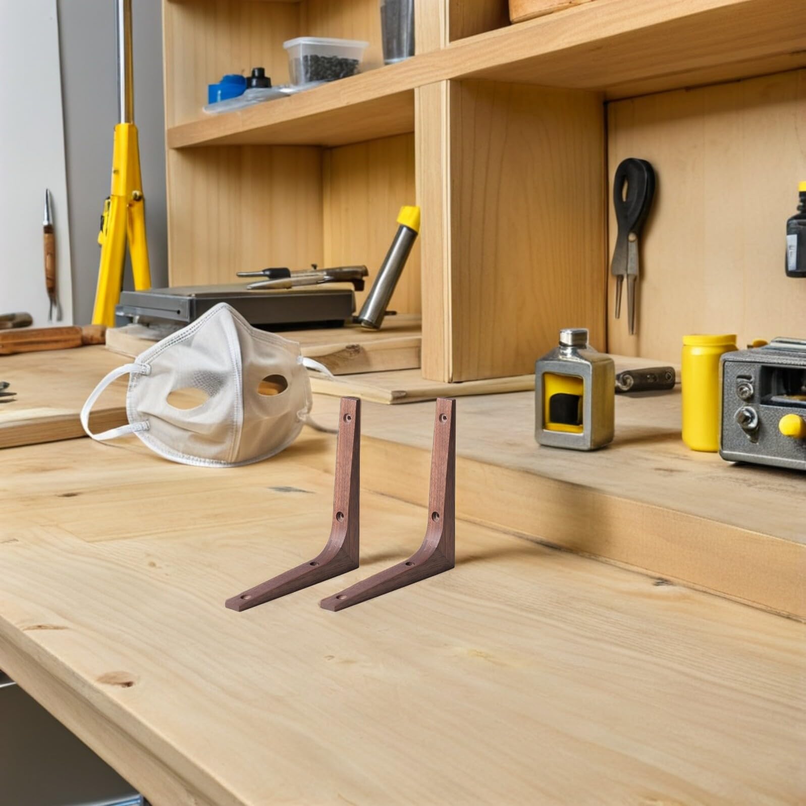 Artibetter Soportes para Estantes de Pared Soporte Triangular Resistente 2 de Madera Maciza Acabado Fino para Fijar Estanterías Firmemente en Pared