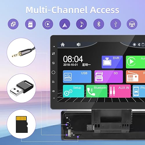 Miniatura 4 de Radio de coche HD de 10.1 pulgadas con Carplay con cable y Android Auto, radio de pantalla táctil de un solo DIN con enlace de espejo con cable,