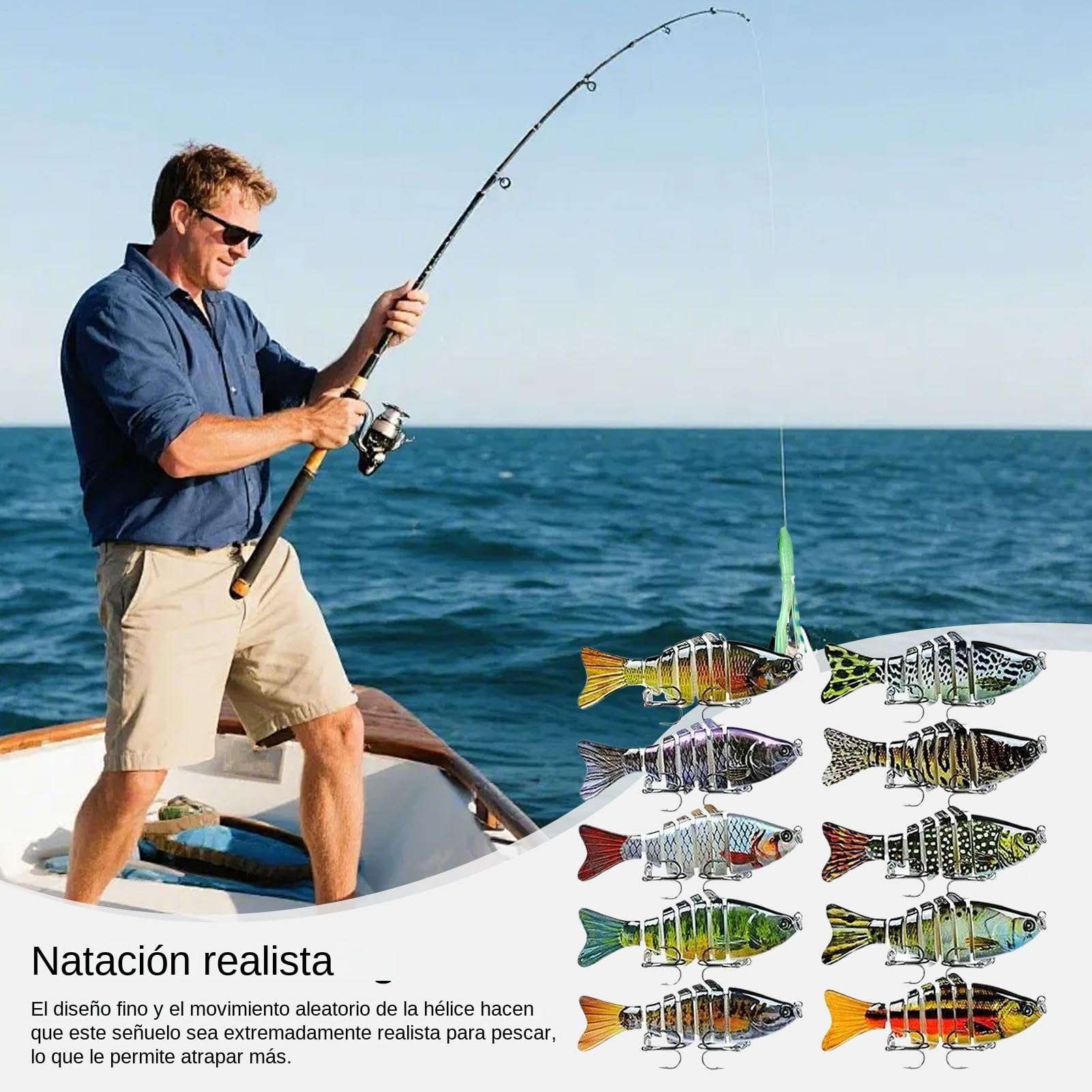 Señuelo de Pesca Autopropulsado Señuelos Wobblers para Pesca de | Carnada Blanda Versátil y Realista para Agua Dulce Perca y