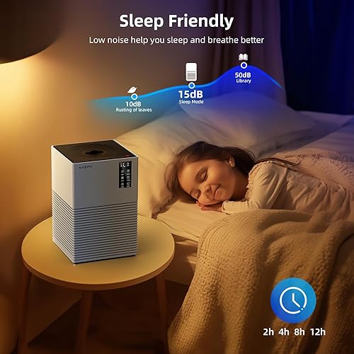 Miniatura 6 de Purificador de aire para el hogar, habitación grande de hasta 1200 pies cuadrados, filtro de aire con filtro H13, sensor de calidad del aire, 4