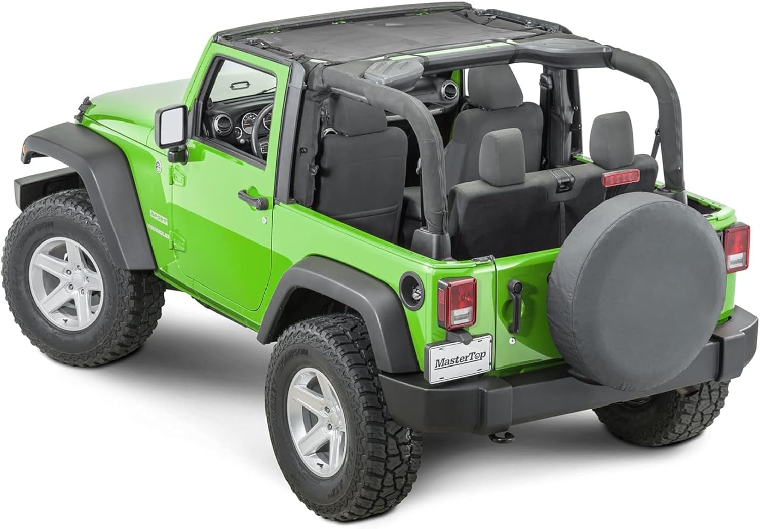 MasterTop Freedom Mesh Bimini Top, Black| Fits 2007-2018 Jeep JK Wrangler 2 Door Models| No Need to Remove top When Putting Hard top Back on|14201301