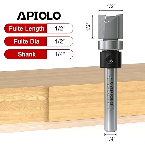 Miniatura 2 de Professional Pattern Flush Trim Router Bit 1/4 Inch Shank, 1/2 Inch Cutting Diameter, 1/2 Inch Cutting Length, Top Bearing Flush Cut Trim Router Bit