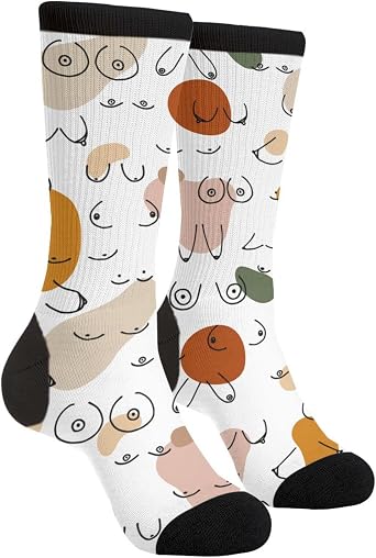 Abstract Print Socks Funny Crew Dress Socks For Men Women