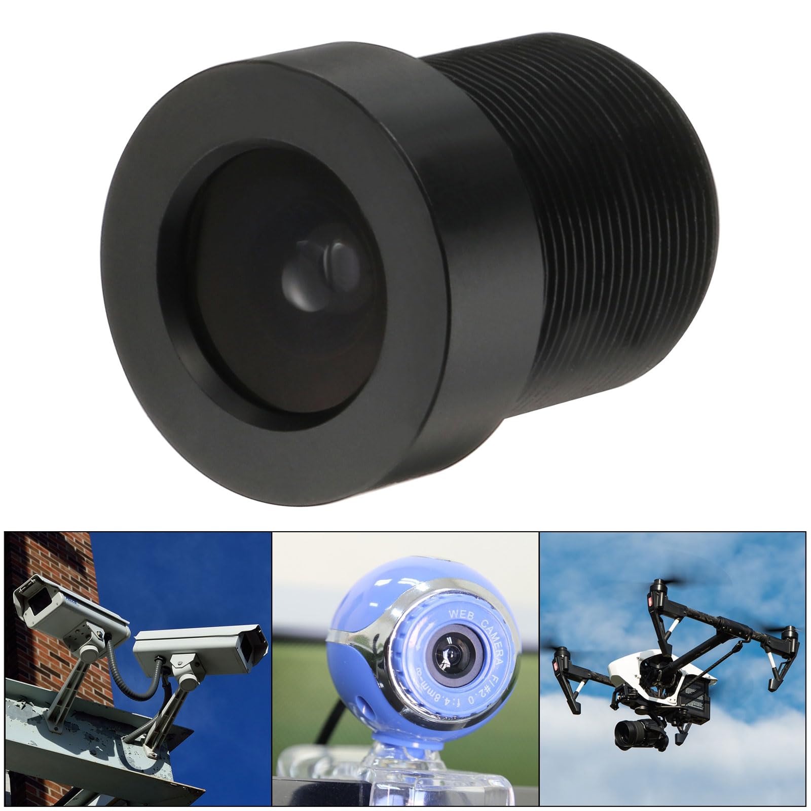 QUARKZMAN 3,6 mm CCTV Fotocamera Lenti 720p F2,0 FPV Grandangolo Sicurezza Fotocamera Lenti M12 Filettato Dia per IP Camera Panoramica Nero