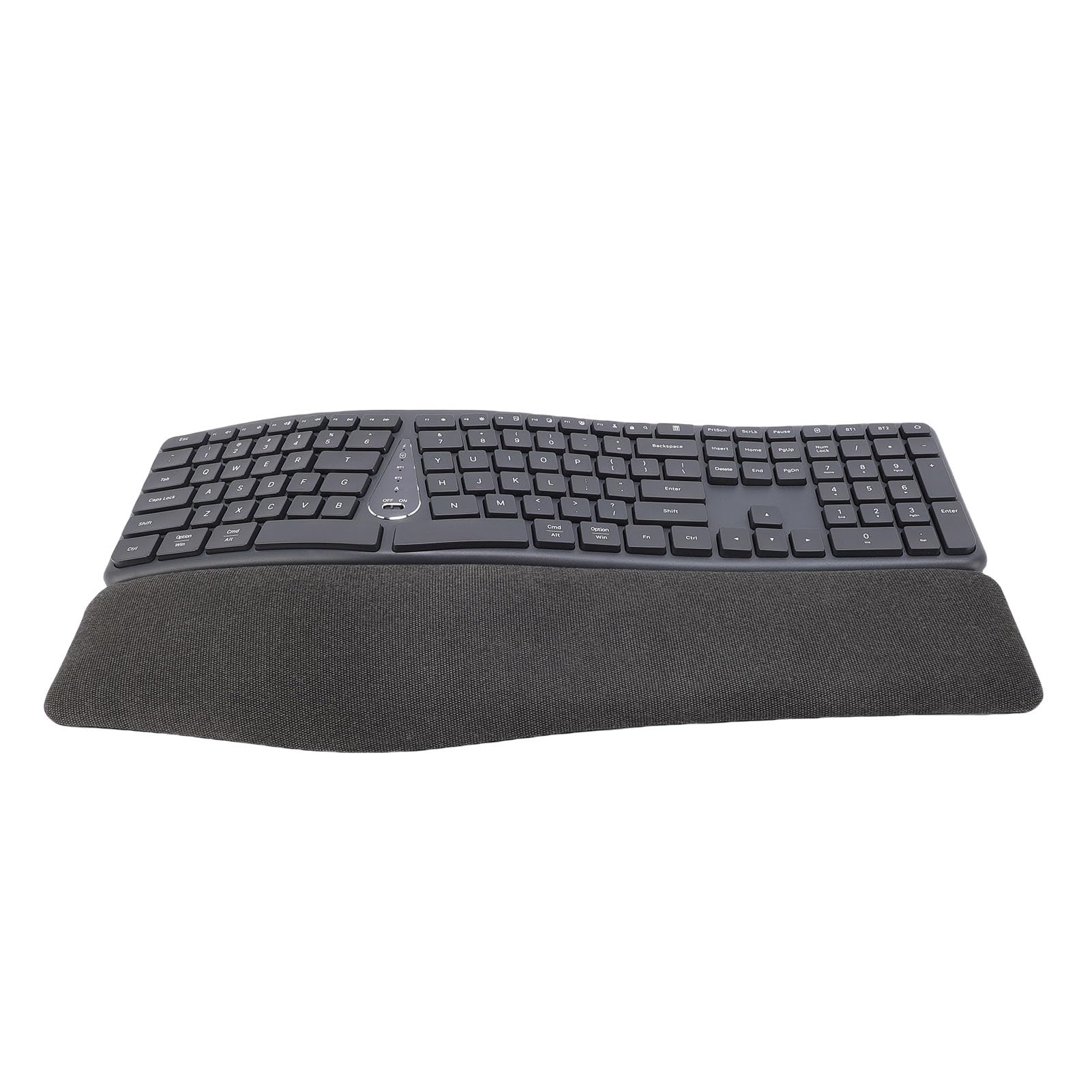 Tastiera Ergonomica Divisa con Poggiapolsi e Polsi Imbottiti, Tastiera per Computer Wireless Bluetooth USB C 2.4G, 111 Tasti Ricaricabili con Poggiapolsi Imbottito