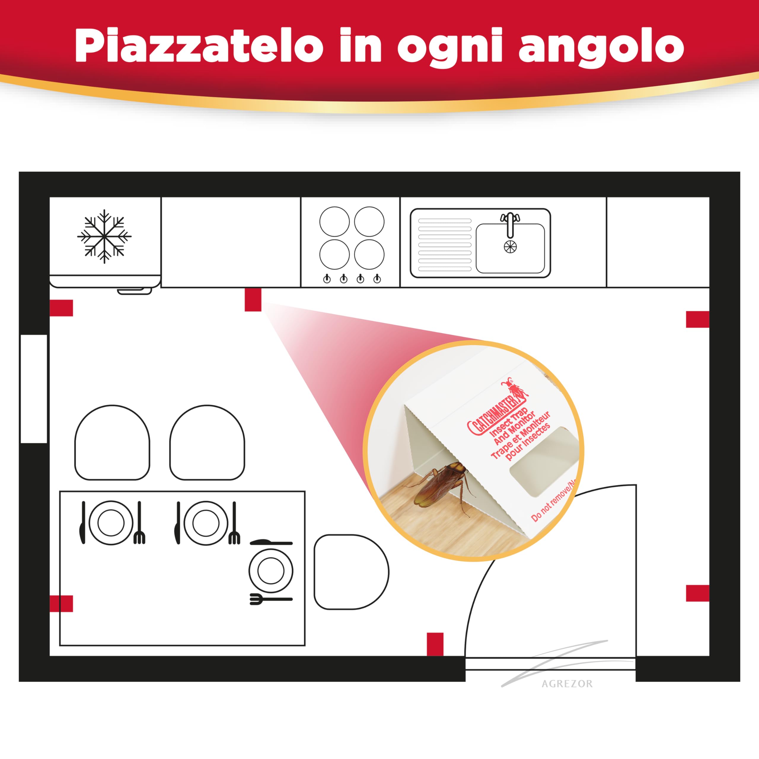 Catchmaster 100i - Trappole per Scarafaggi 30x | Senza Veleno | Disinfestazione con Esche Adesive Integrate | Efficace Contro Blatte Germaniche, Grilli e Ragni