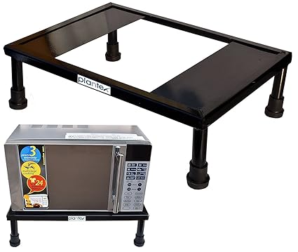 Plantex Heavy Gi Metal Universal Microwave Oven Fix Stand for Kitchen Platform - Floor (Black)