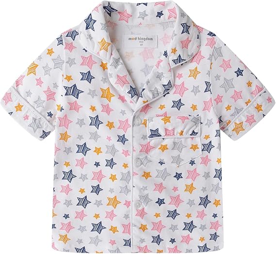 Mud Kingdom Little Boys Girls Summer Pajamas Set Button Down Funny Cartoon
