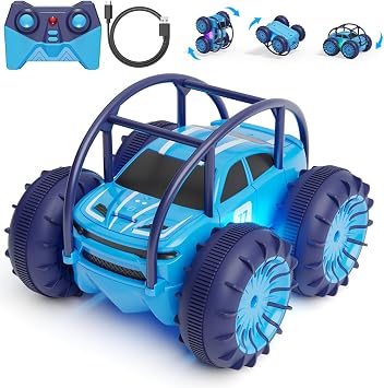 ifollower Amphibious Remote Control Car, Rechargeable RC Cars & Remote 360 Rotating Flips 2.4Ghz 4WD All Terrain Stunt Car Toy Christmas Birthday Gift for Kids Boys 3-12 Years
