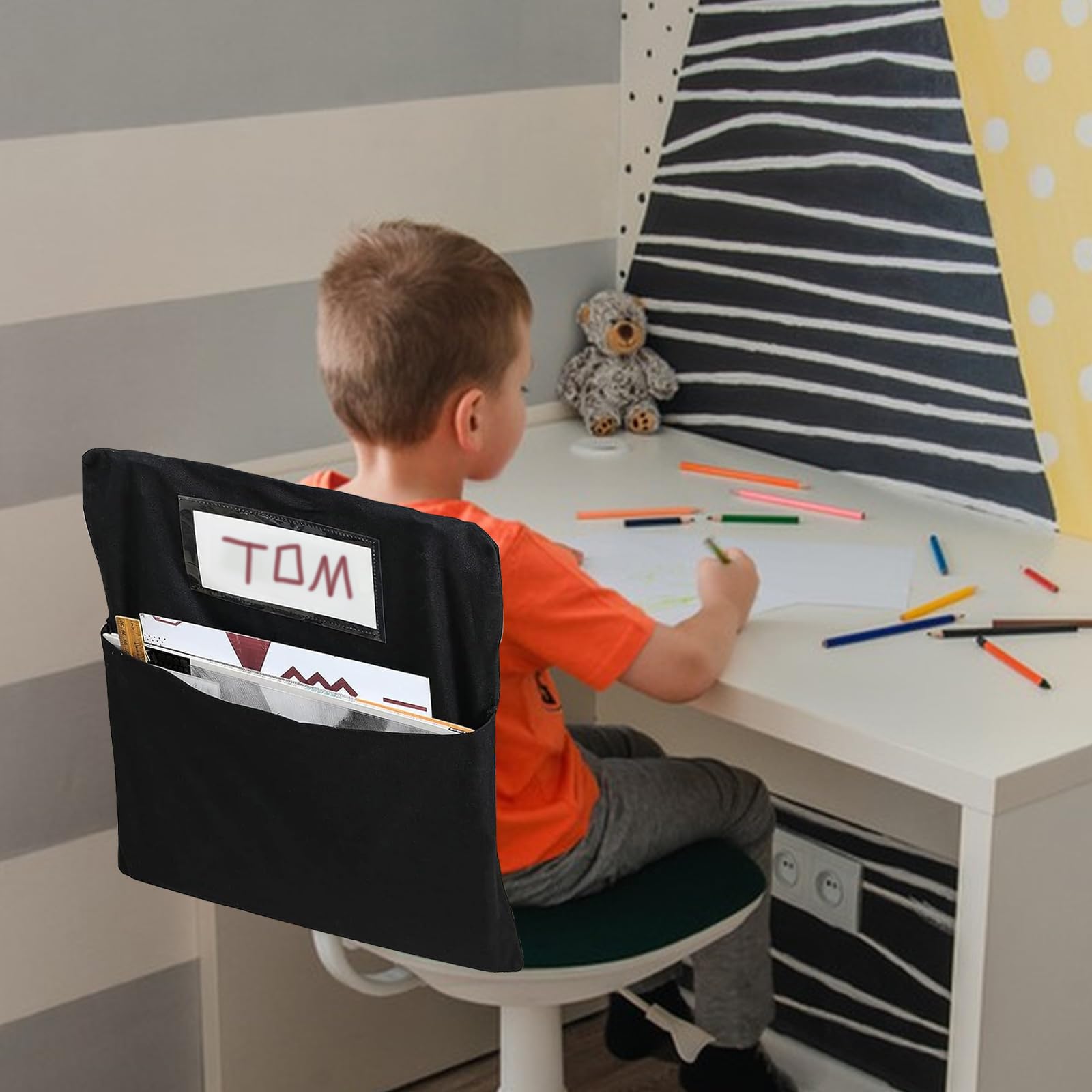 Classroom Chair Organizer - Large Pockets with Name Tags, 16.14" x 19.68" (24), Suitable for Kindergarten School, Home - Image 3