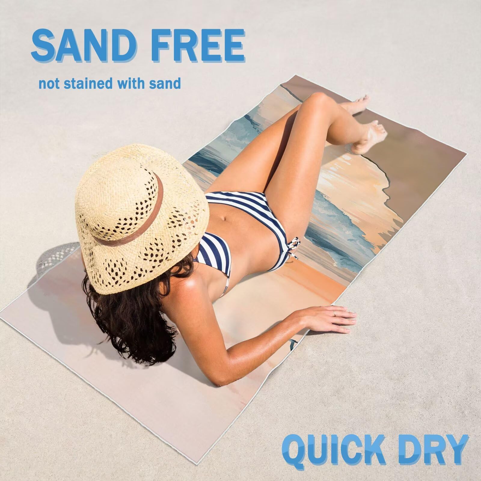 Telo Mare Microfibra 100x220cm Spiaggia Telo Mare 2 Set Tramonto，Antisabbia，Leggero，Assorbente Asciugatura Rapida Morbido e Resistente， per Spiaggia，Piscina，Viaggio，Yoga YJ-875
