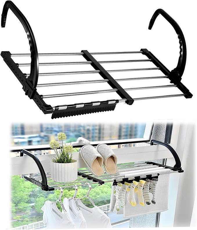 Lyfengdeam Portable Clothes Drying Rack for Balcony Railings and ...