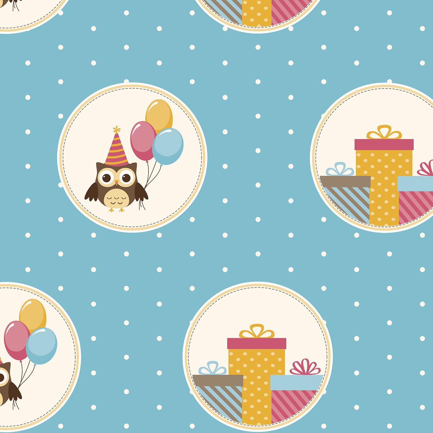 Clairefontaine 211400AMZC - Un Carton De 10 Rouleaux De Papier Cadeau - Papier Excellia 80g - Dimensions : 5x0,70m - Motif : Hiboux, Enfant, Rayures, Multicolor - Emballage Cadeau
