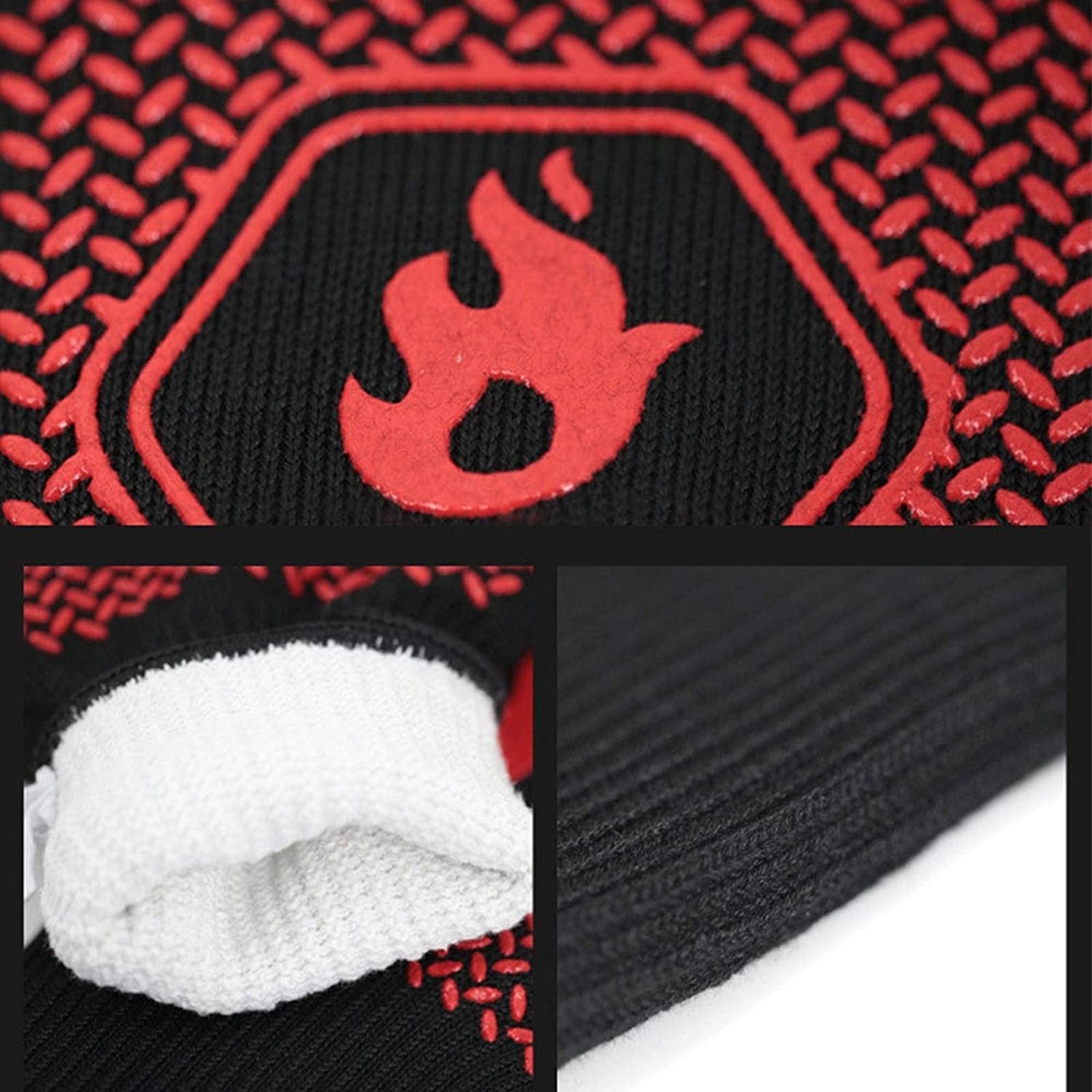 Manoplas Horno, Mitones del Horno de Calor Guantes Resistentes Barbacoa hasta 500 Antideslizante Guantes for cocinar la Barbacoa, Hornear Cocinar Barbacoa(1PCSred)