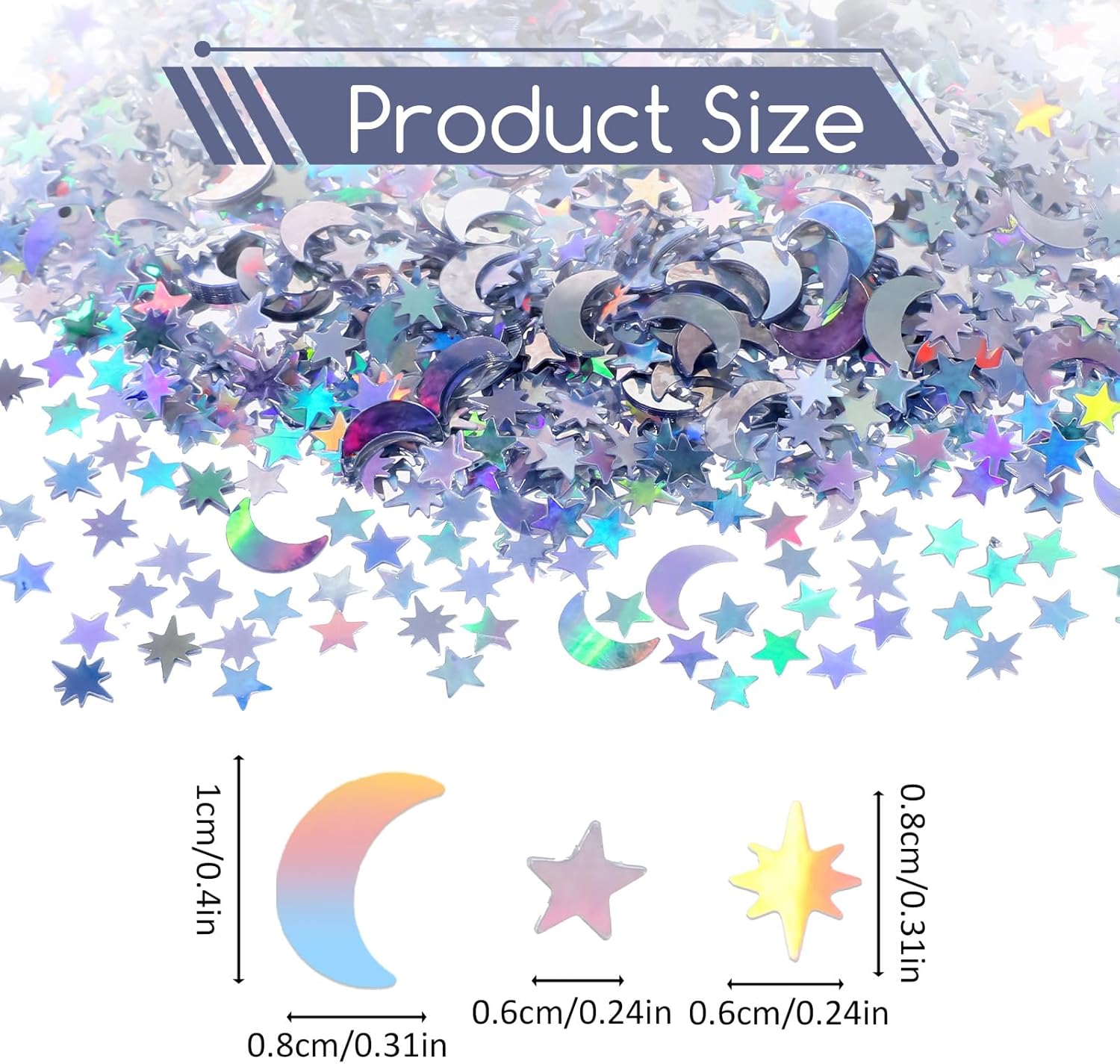 4000 PCS Glitter Star Confetti, Metallic Foil Sprinkles Table Star Moon Confetti, Twinkle Sequins Star Scatter for Wedding Party Birthday Festival Decorations (45g) - Image 2