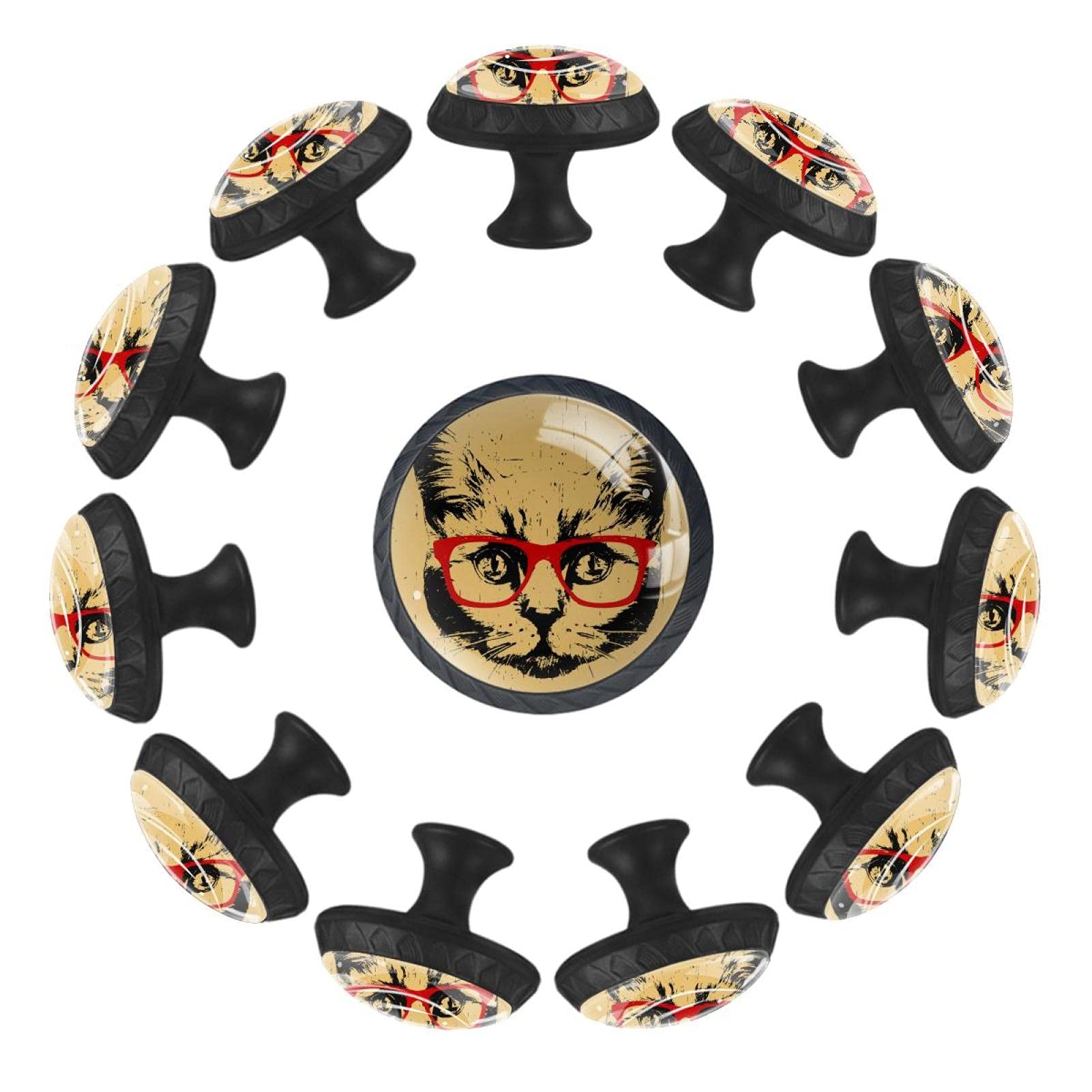Bouton de meuble chat à lunettes pour décorer une chambre d'enfant et crèche