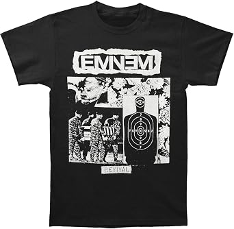 Eminem Mens BW Target Collage T-Shirt X-Large Black