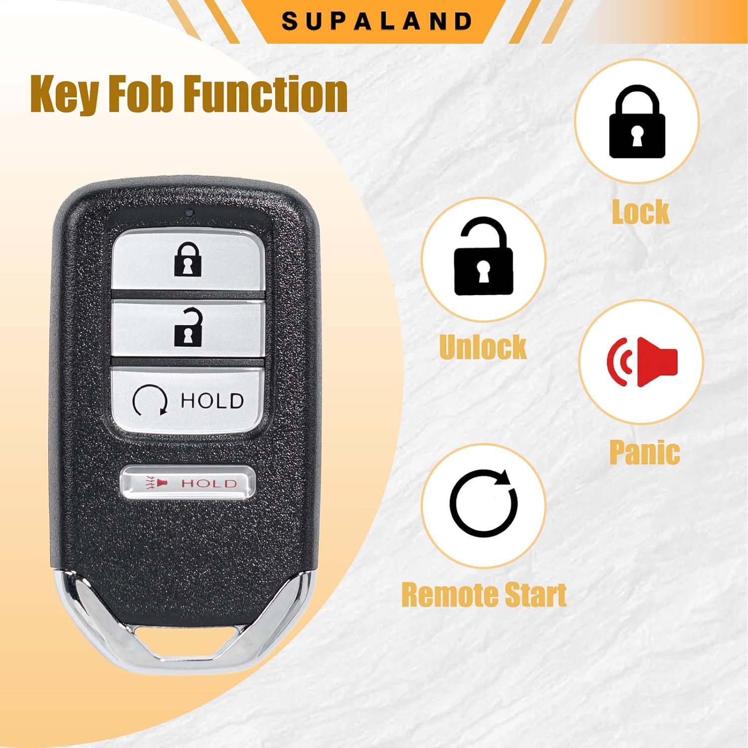 SUPALAND Key Fob Replacement Fits for Honda Ridgeline 2017-2025 4 Button Smart Keyless Entry Remote Control Push Start FCC ID: KR5V2X / KR5T41