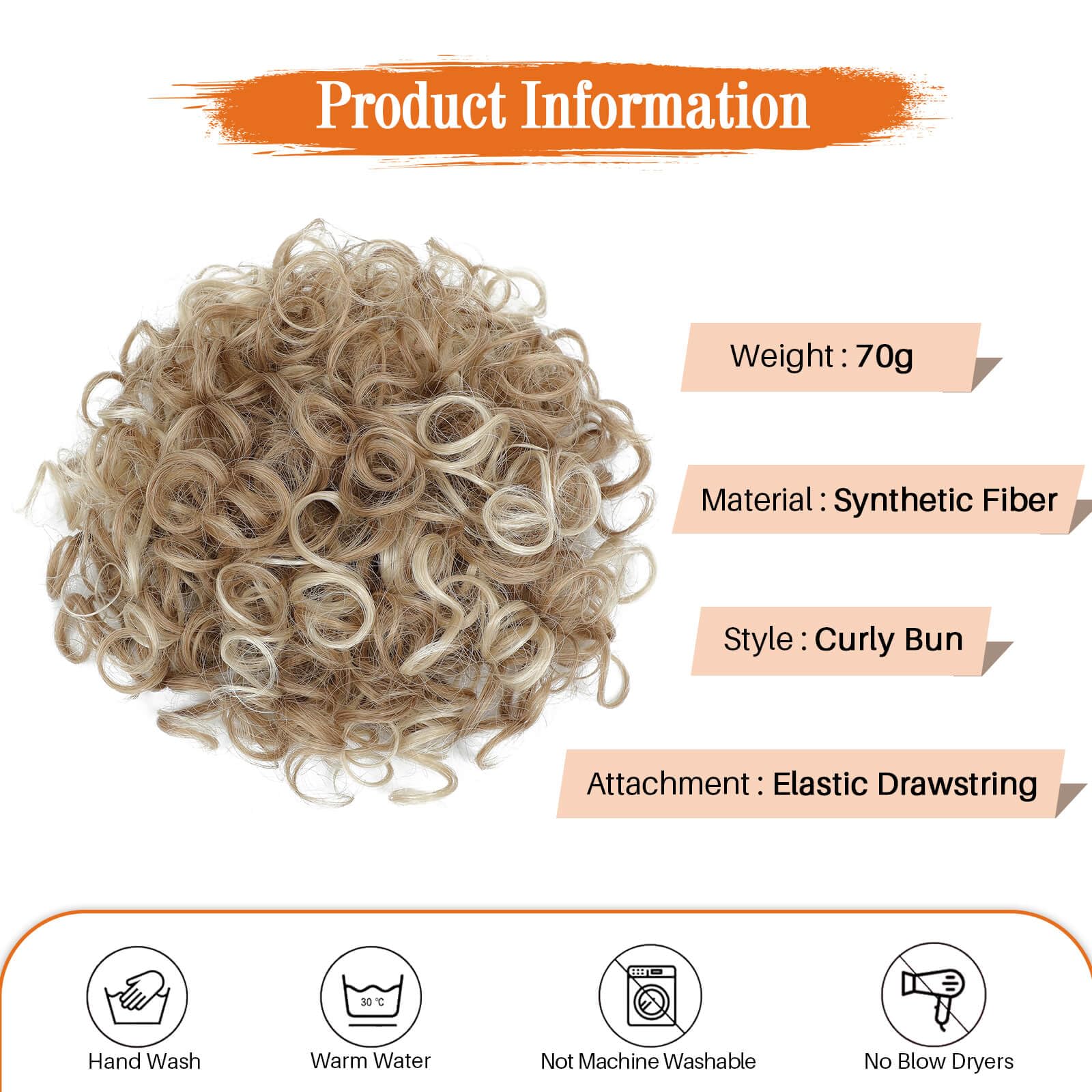 Flyroseing Elastic Drawstring Messy Bun Hair Piece, Short Curly Hair Bun Extensions - Image 2