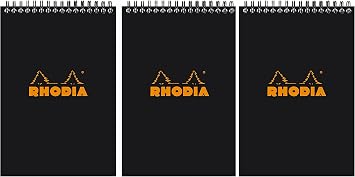 Rhodia Wirebound Black Notepads graph - 4 in. x 6 in., Pack of 3