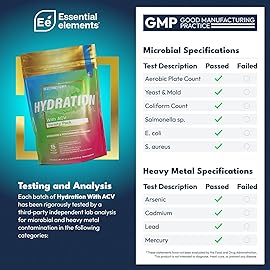 Essential Elements Hydration Packets - Variety Pack - Sugar Free Electrolytes Powder Packets - 15 Stick Packs of Electrolytes Powder No Sugar - Hydration Drink - with ACV & Vitamin C