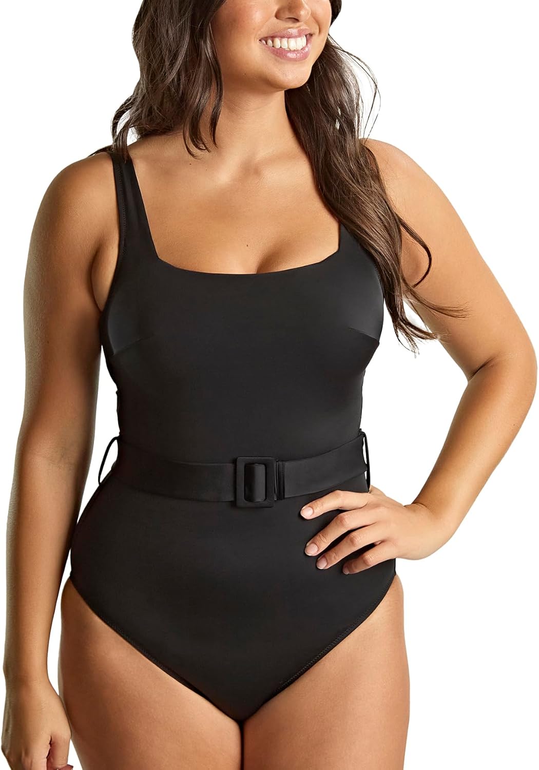 Panache Women's Serena Square Neck Underwire Swimsuit with Supportive Belt and Powermesh Lining