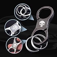 Vista 4 de gunhunt Paquete de 1 llavero de calavera, llavero con 2 llaveros y llavero desmontable de aleación de zinc de liberación rápida (negro)