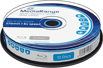 MediaRange MR507 BD-R DL 50GB 6x 10 Cake Box once writable