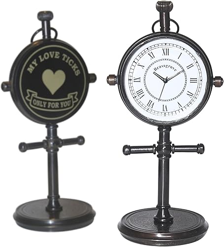 Antique Vintage Brass Table Clock Romantic Desk Clock - Decorative Vintage Mechanical Clock Lovers BoyfriendHusband Birthday (Standard)